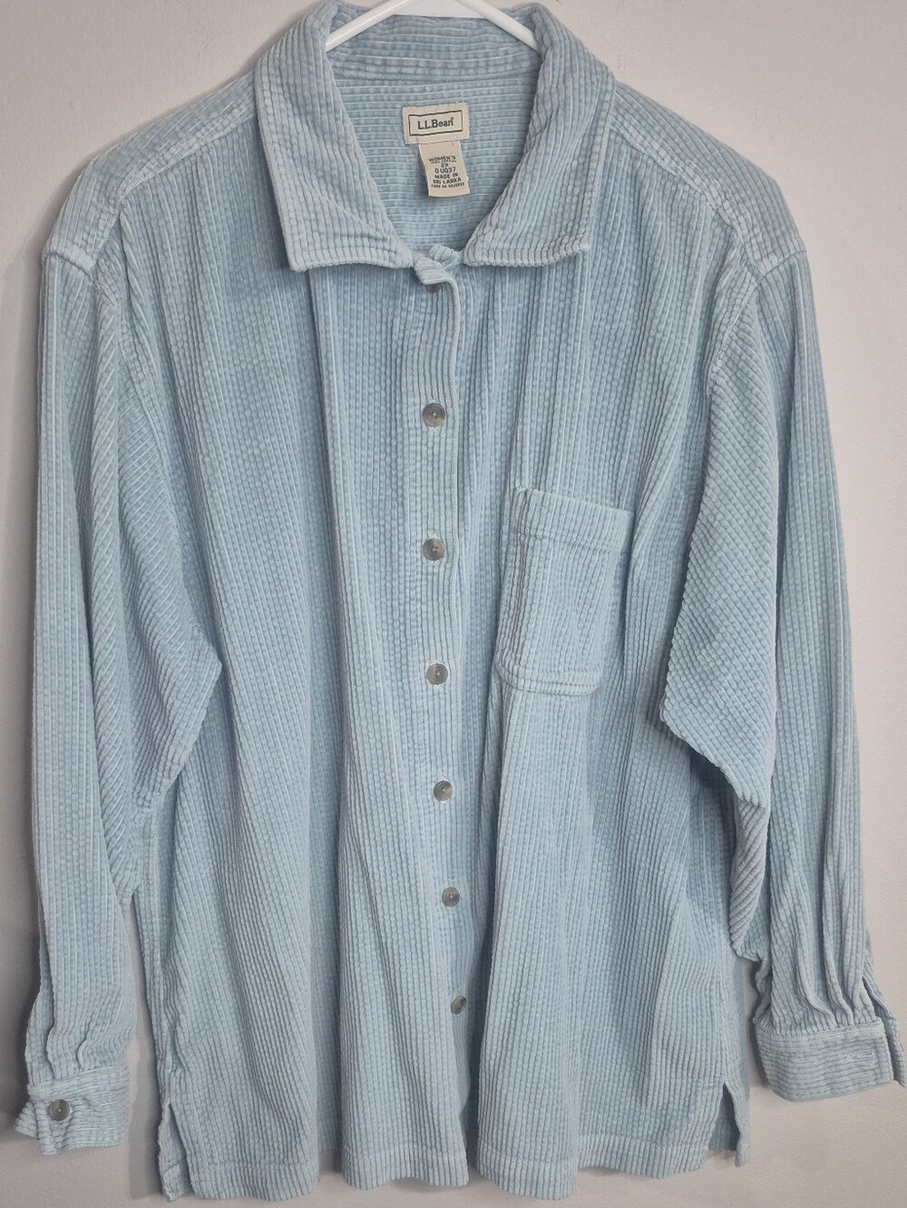L.L. Bean Light Blue Corduroy Button-Down Shirt Womens Size 2X